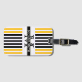 Monogram Modern Black Amber Stripes Patroon Bagagelabel (Voorkant (horizontaal))