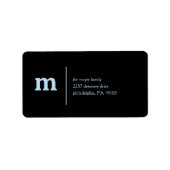 Monogram Modern Black Blue Etiket (Voorkant)