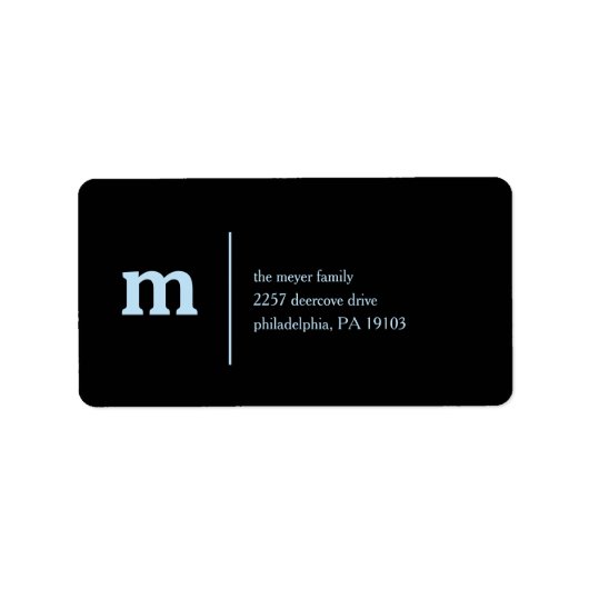 Monogram Modern Black Blue Etiket (Voorkant)