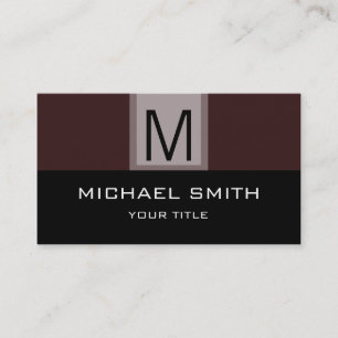 Monogram Modern Black & Brown Background Visitekaartje
