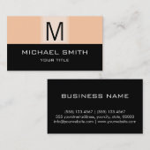 Monogram Modern Black & Deep Peach Background Visitekaartje (Voorkant / Achterkant)