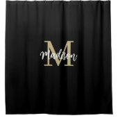 Monogram Modern Black en Tan Sand Douchegordijn (Voorkant)