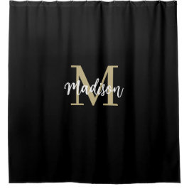 Monogram Modern Black en Tan Sand Douchegordijn