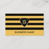 Monogram Modern Black & Gold Stripes Visitekaartje (Voorkant)