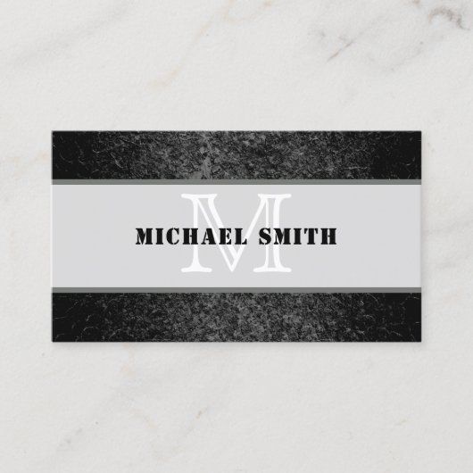 Monogram Modern Black Grunge Background Visitekaartje (Voorkant)