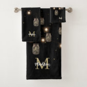 Monogram Modern Black Mason Jar Lights Bad Handdoek (Insitu)