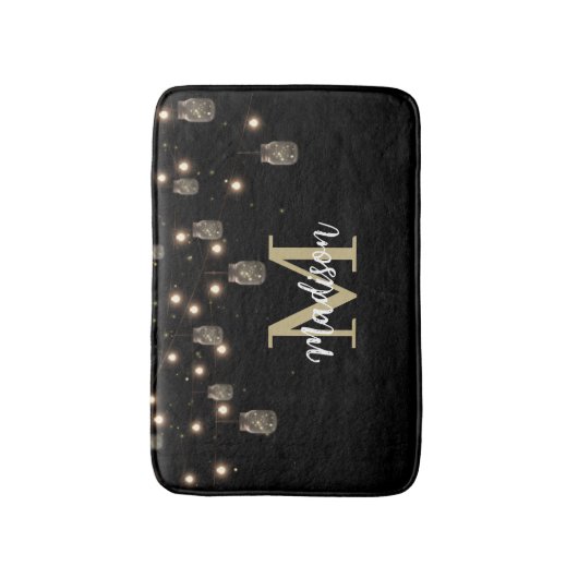 Monogram Modern Black Mason Jar Lights Badmat (Voorkant Verticaal)