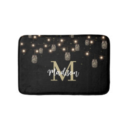 Monogram Modern Black Mason Jar Lights Badmat