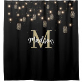 Monogram Modern Black Mason Jar Lights Douchegordijn (Voorkant)