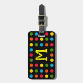 Monogram Modern Black Multicolor Polka Dot Bagagelabel (Voorkant verticaal)