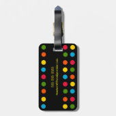 Monogram Modern Black Multicolor Polka Dot Bagagelabel (Achterkant verticaal)