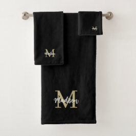 Monogram Modern Black Tan Sand Bad Handdoek