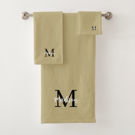 Monogram Modern Black Tan Sand Bad Handdoek (Insitu)