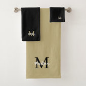 Monogram Modern Black Tan Sand Pattern Bad Handdoek (Insitu)