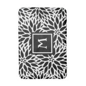 Monogram Modern Black & White Dahlias Bath Mat (Voorkant Verticaal)