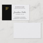 Monogram Modern Black White Gold Company Plain Visitekaartje (Voorkant / Achterkant)