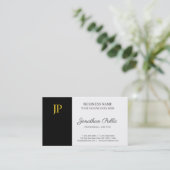 Monogram Modern Black White Gold Company Plain Visitekaartje (Staand voorkant)