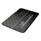 Monogram Modern Black White Gold Elegant Badmat (Gekanteld)
