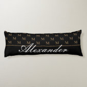 Monogram Modern Black White Gold Elegant Bath Mat Lichaamskussen (Achterkant)