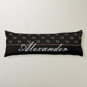 Monogram Modern Black White Gold Elegant Bath Mat Lichaamskussen (Voorkant)