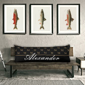 Monogram Modern Black White Gold Elegant Bath Mat Lichaamskussen