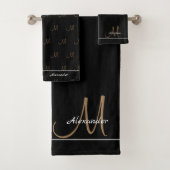 Monogram Modern Black White Gold Elegant Bath Tow Bad Handdoek (Insitu)