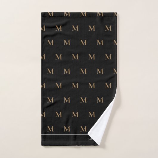 Monogram Modern Black White Gold Elegant Bath Tow Bad Handdoek (Handdoek)