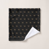 Monogram Modern Black White Gold Elegant Bath Tow Bad Handdoek (Wasdoekje)