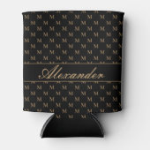 Monogram Modern Black White Gold Elegant Blikjeskoeler (Voorkant)