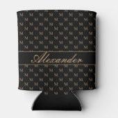 Monogram Modern Black White Gold Elegant Blikjeskoeler (Achterkant)