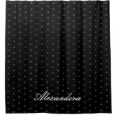 Monogram Modern Black White Gold Elegant Douchegordijn (Voorkant)