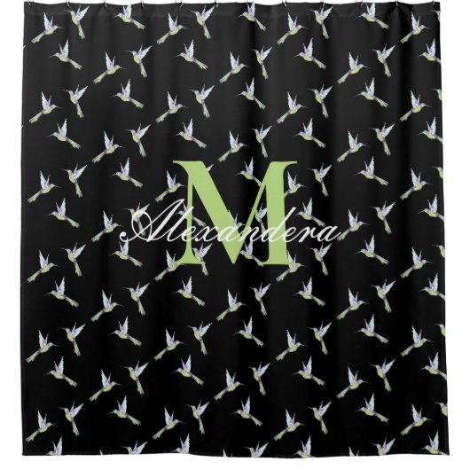 Monogram Modern Black White Gold Elegant Stripes Douchegordijn (Voorkant)