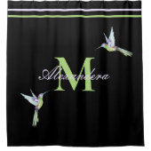 Monogram Modern Black White Gold Elegant Stripes S Douchegordijn (Voorkant)