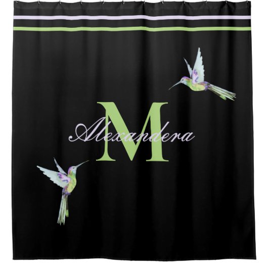 Monogram Modern Black White Gold Elegant Stripes S Douchegordijn (Voorkant)