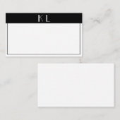 Monogram Modern Black White Minimalist Notitiekaartje (Voorkant / Achterkant)