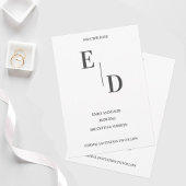 Monogram Modern Black White Wedding Save the Date Aankondiging