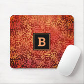 Monogram modern bladpatroon oranje goud muismat (Met muis)