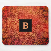 Monogram modern bladpatroon oranje goud muismat (Voorkant)