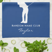 Monogram Modern Blau Club Naam Theedoek (Gevouwen)