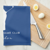 Monogram Modern Blau Club Naam Theedoek (Quarter Fold)