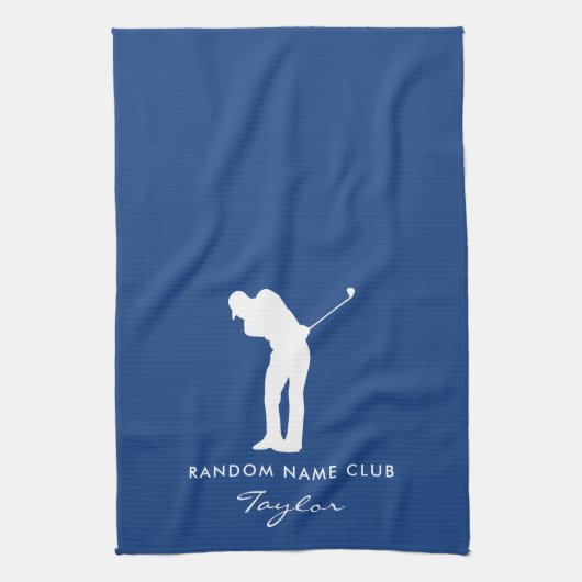 Monogram Modern Blau Club Naam Theedoek (Verticaal)