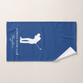 Monogram Modern Blauw Golfclub Naam Persoonlijk Handdoek (Handdoek)
