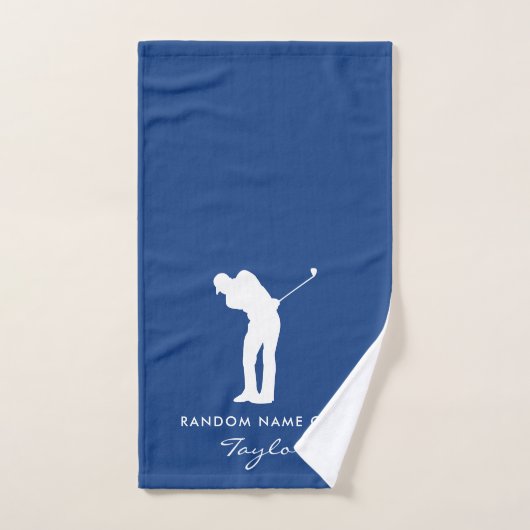 Monogram Modern Blauw Golfclub Naam Persoonlijk Handdoek (Handdoek)