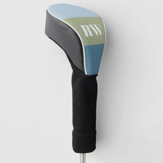 Monogram modern blauw groen kleurenblok golfheadcover (Schuin)