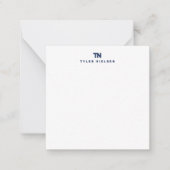 Monogram Modern Blauw Typografie Notitiekaartje (Voorkant)