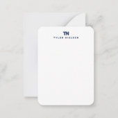 Monogram Modern Blauw Typografie Notitiekaartje (Voorkant)