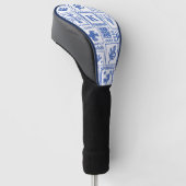 Monogram Modern Blauw Wit Abstract Patroon Golfheadcover (Schuin)