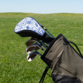 Monogram Modern Blauw Wit Abstract Patroon Golfheadcover (Insitu)