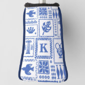 Monogram Modern Blauw Wit Abstract Patroon Golfheadcover (Draai 90)