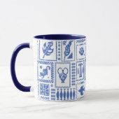 Monogram Modern Blauw Wit Abstract Patroon Mok (Links)